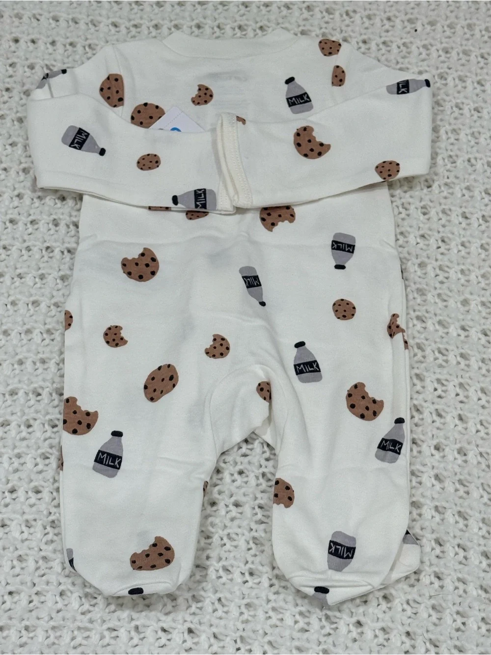 Carters Baby Boy Carter's Milk & Cookies Snug Fit Footed Pajamas in white newbor